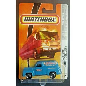 2008 Matchbox 1955 Ford F-100 Delivery Truck #47 Blue Ice Cream Truck HW4